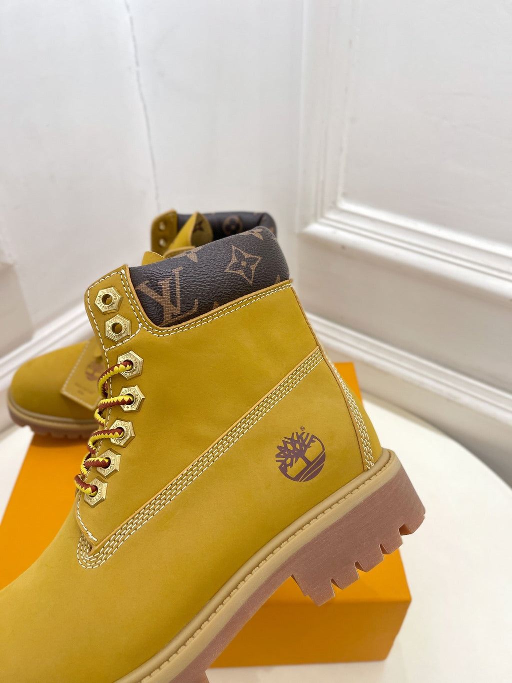 LOUIS VUITTON LV X TIMBERLAND MARTIN BOOT IN PEANUT BROWN SUEDE