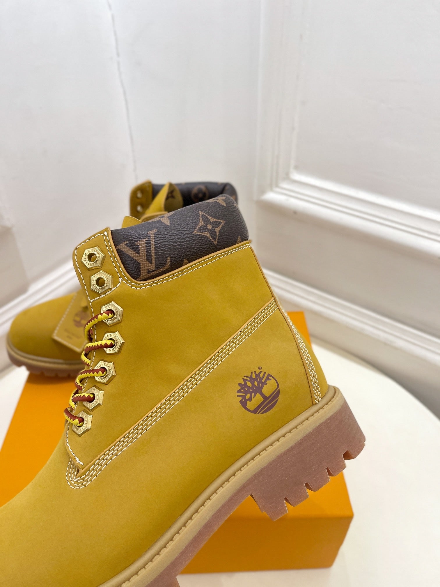 LOUIS VUITTON LV X TIMBERLAND MARTIN BOOT IN PEANUT BROWN SUEDE