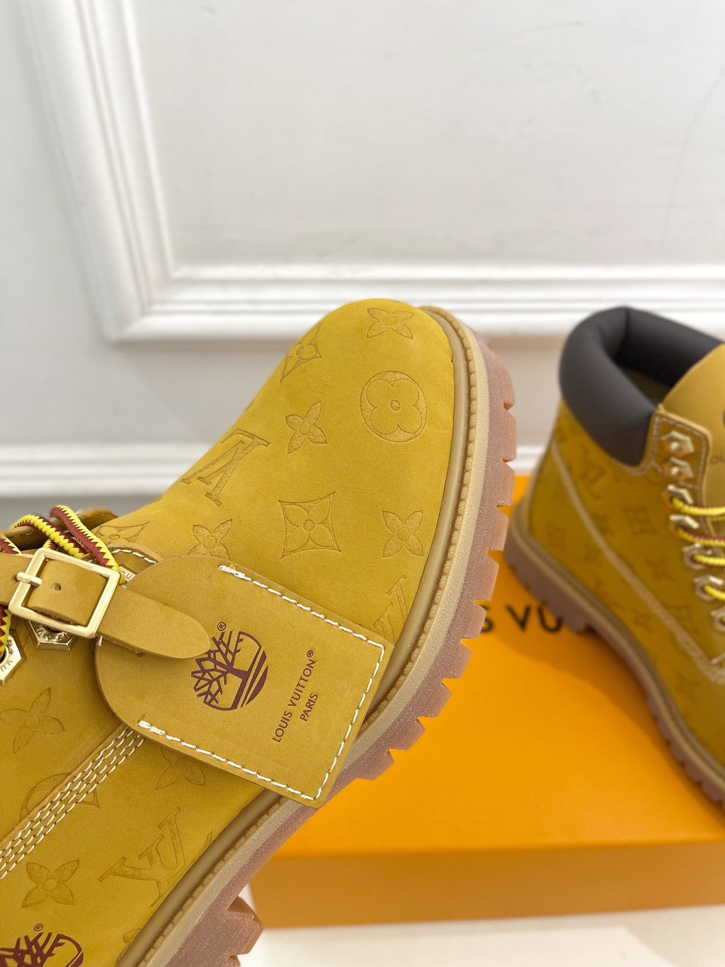 LOUIS VUITTON LV X TIMBERLAND MARTIN BOOT IN PEANUT BROWN MONOGRAM SUEDE