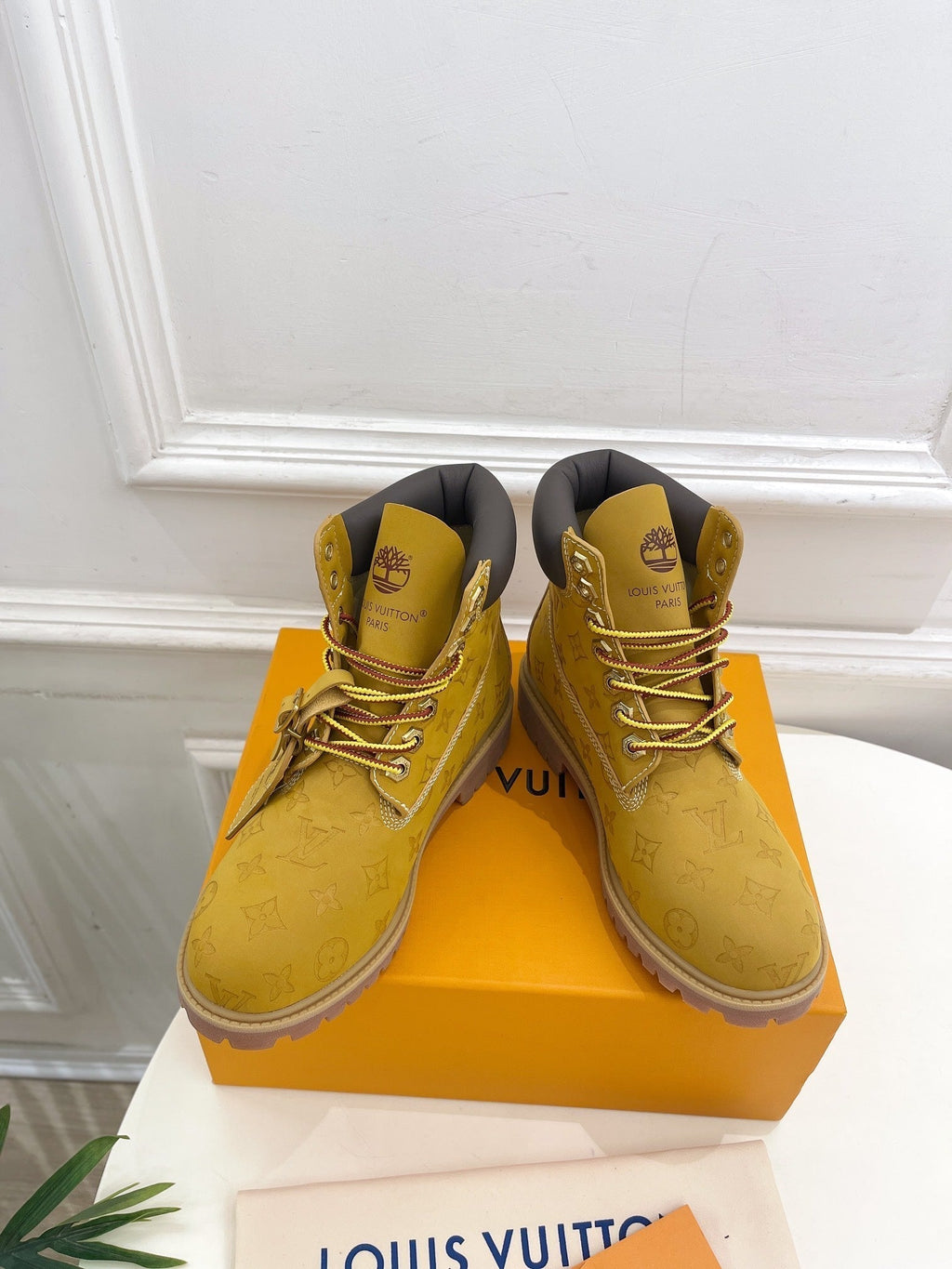 LOUIS VUITTON LV X TIMBERLAND MARTIN BOOT IN PEANUT BROWN MONOGRAM SUEDE