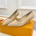 LOUIS VUITTON 6AM HIGH PUMP 5 CM IN BISQUE BEIGE CALFSKIN
