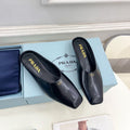PRADA MULES SQUARE TOE IN BLACK SMOOTH LAMBSKIN
